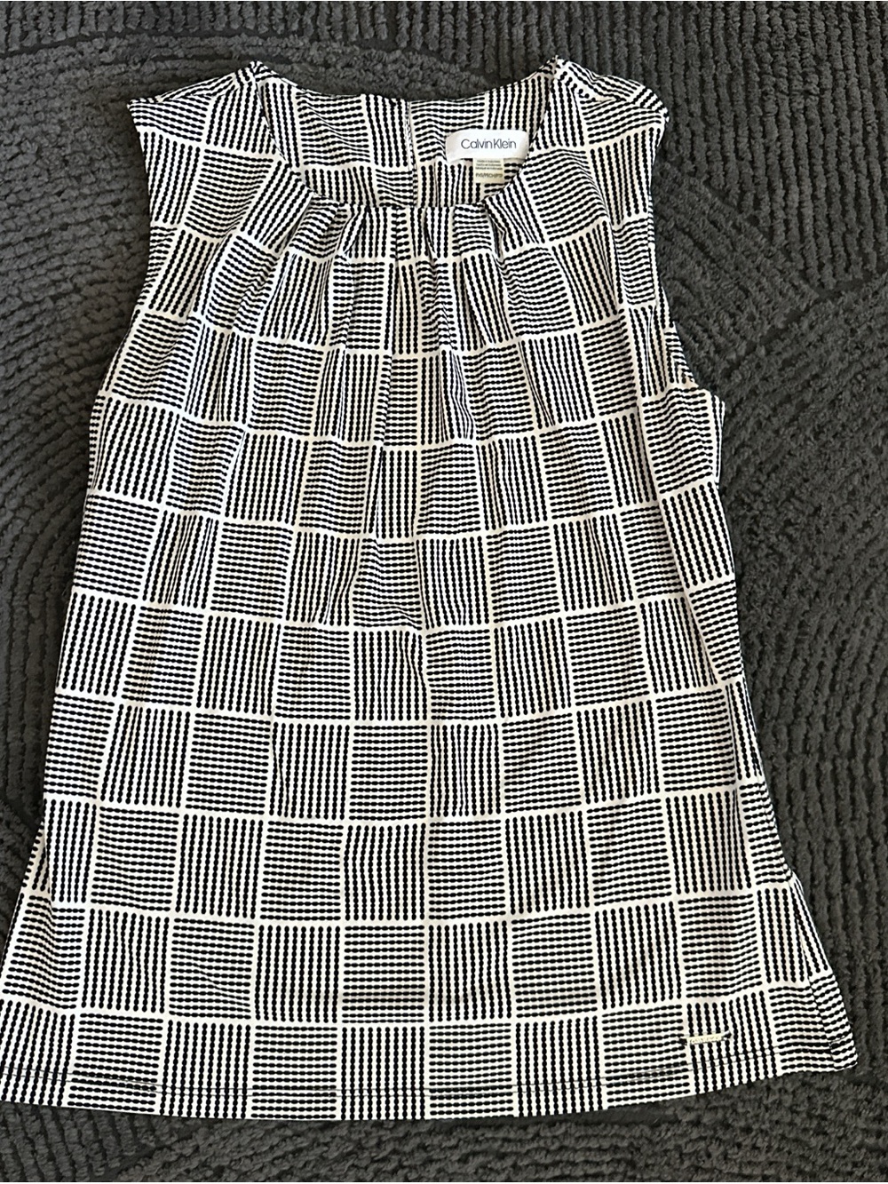 Calvin Klein Black and White Checked Pleated Waist Skirt